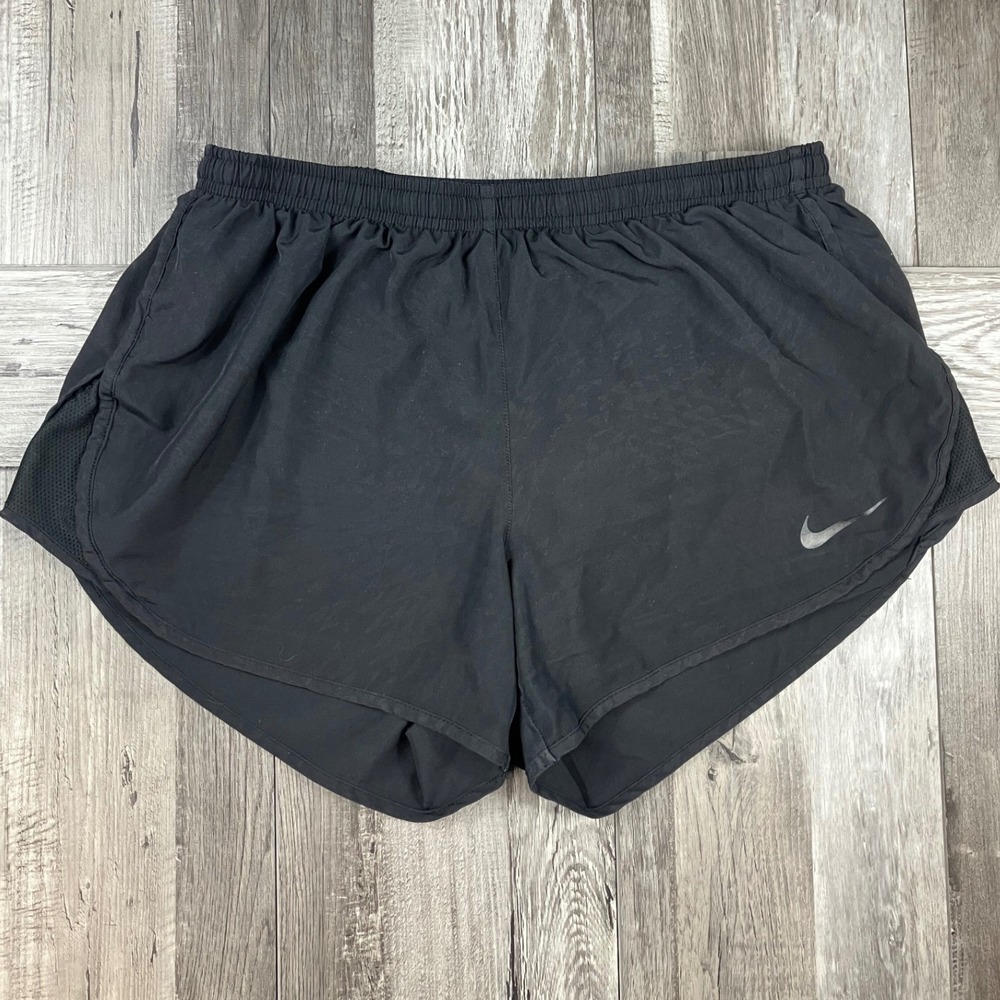 Nike Dri-FIT Womens Black Running Shorts Size M Zippered Back Pocket Mesh Sides